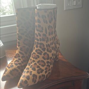 J. Crew Leopard Print Heeled Boots with Pointed Toe